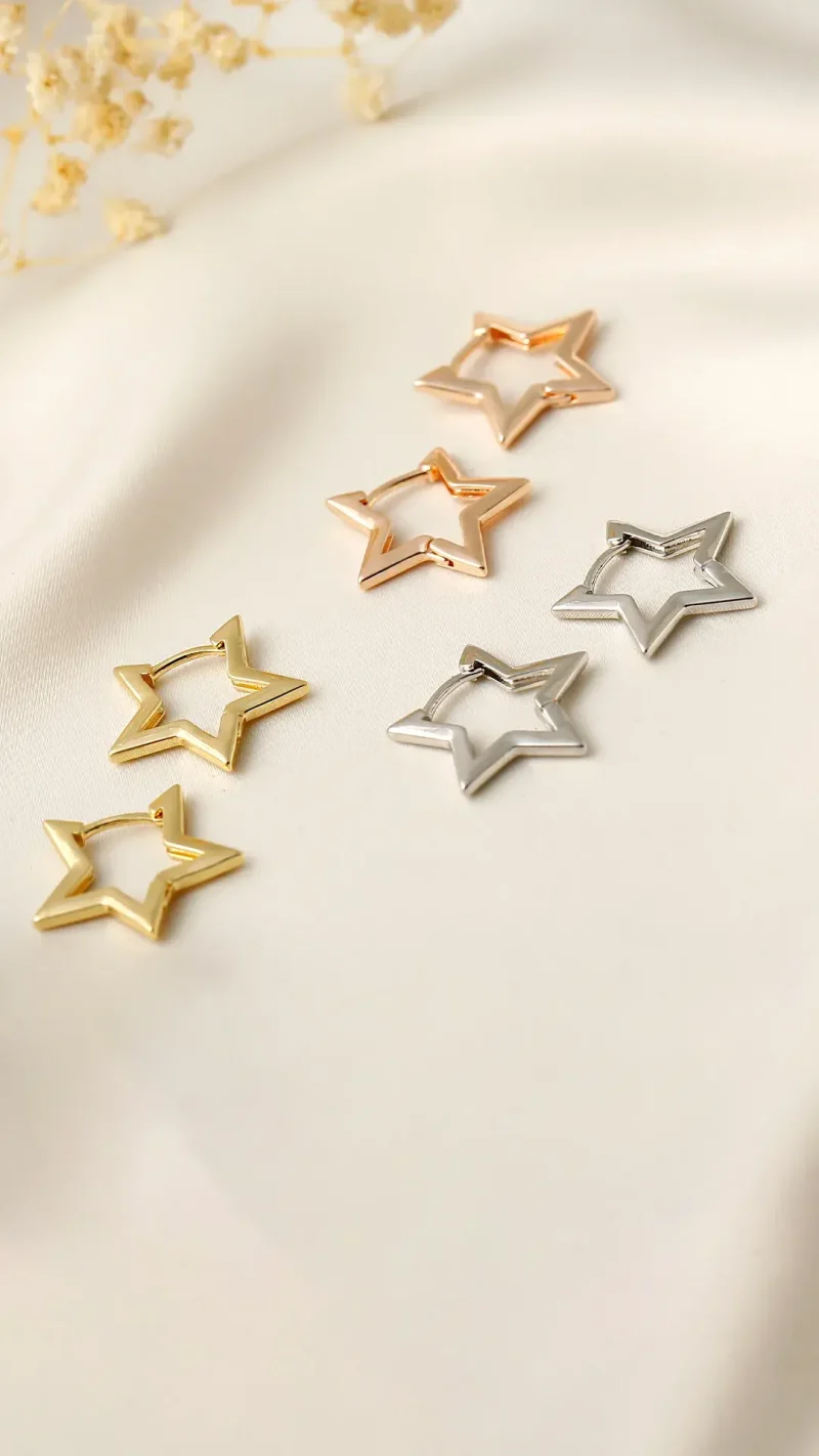 Huggies Estrellas Tres Oros, Baño de oro 24k. Marca Brazz By Roel