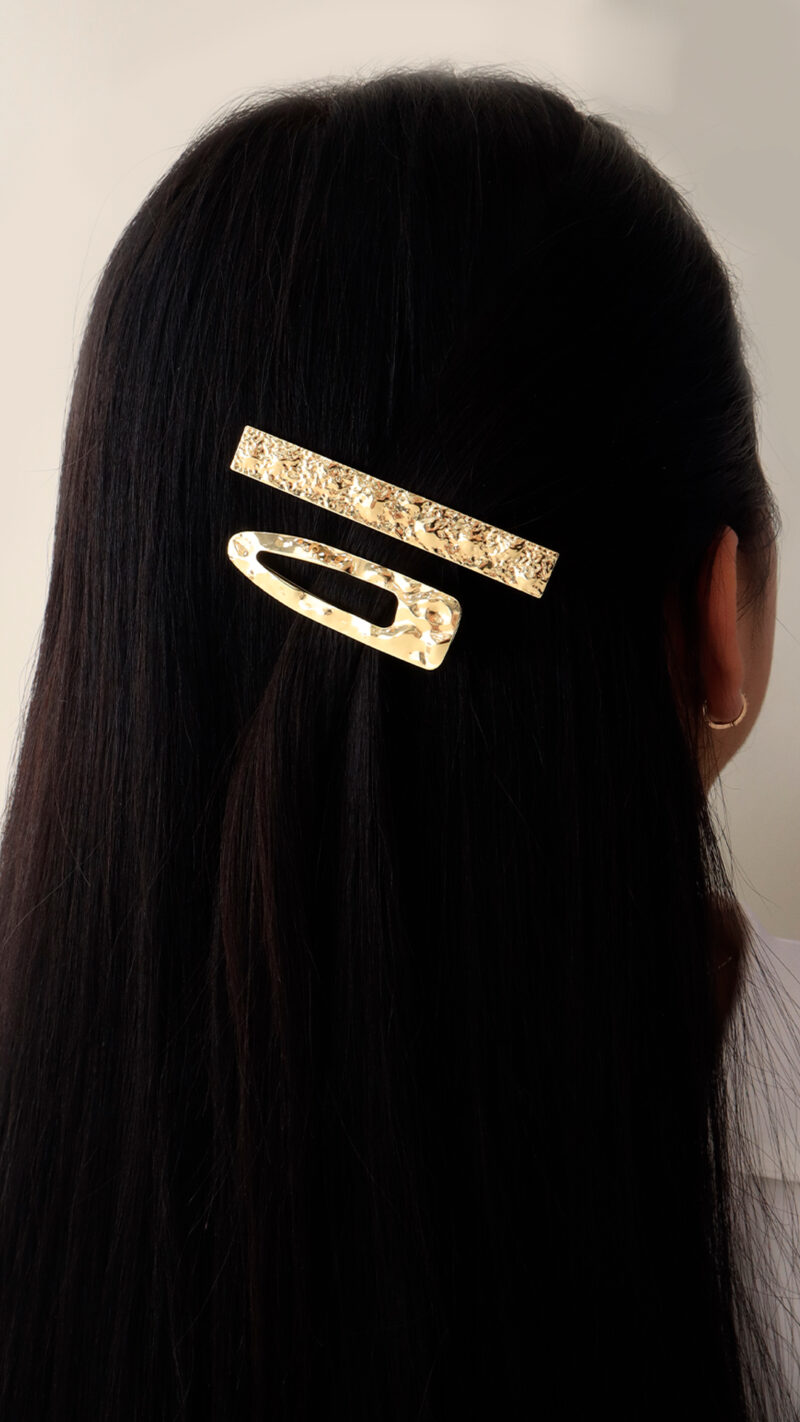 Hair Clips/ En Baño De Oro 24k. Marca Brazz By Roel.