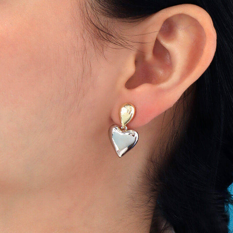 Arete Topo Corazón Pequeño Dos Tonos