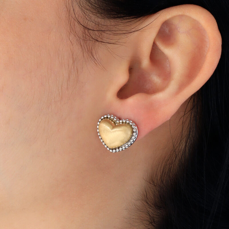 Arete Topo Corazón Con Perlas