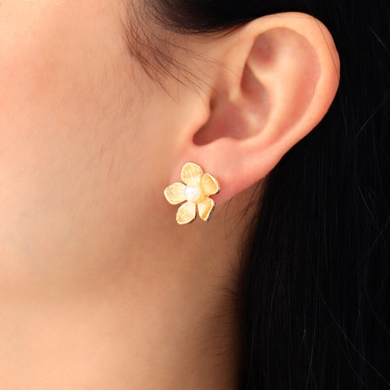 Arete Topo Flor Con Perla