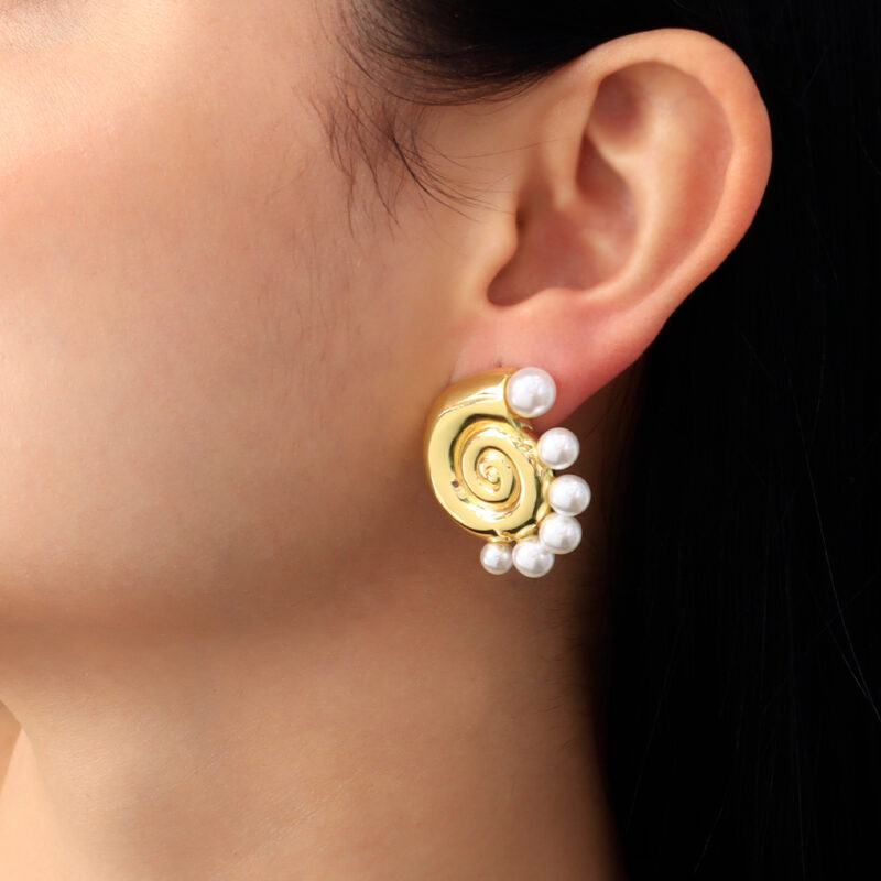 Arete Topo Caracol Con Perlas