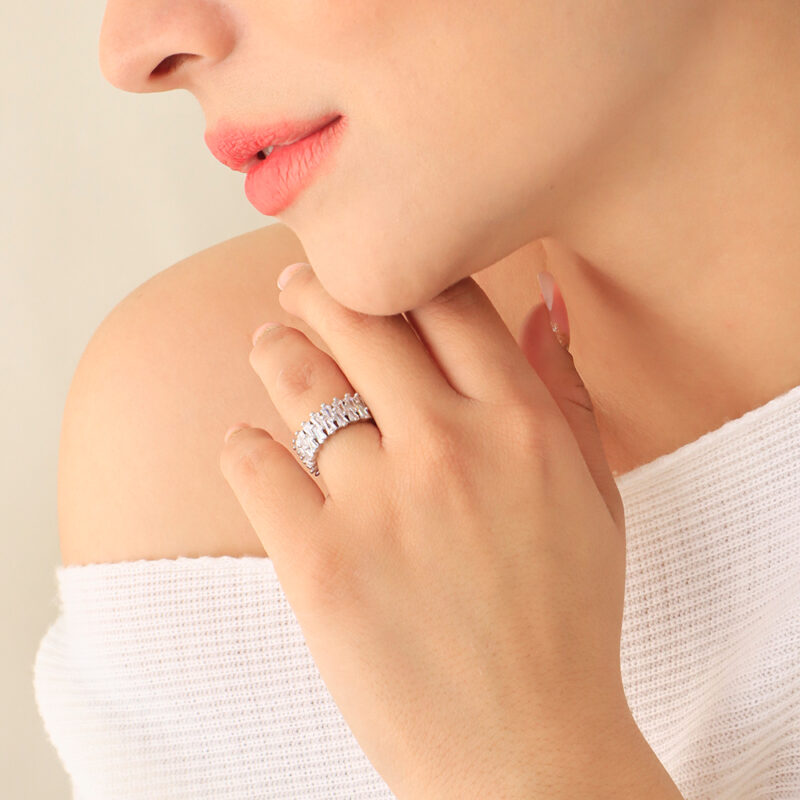 Anillo Brillos Plateado