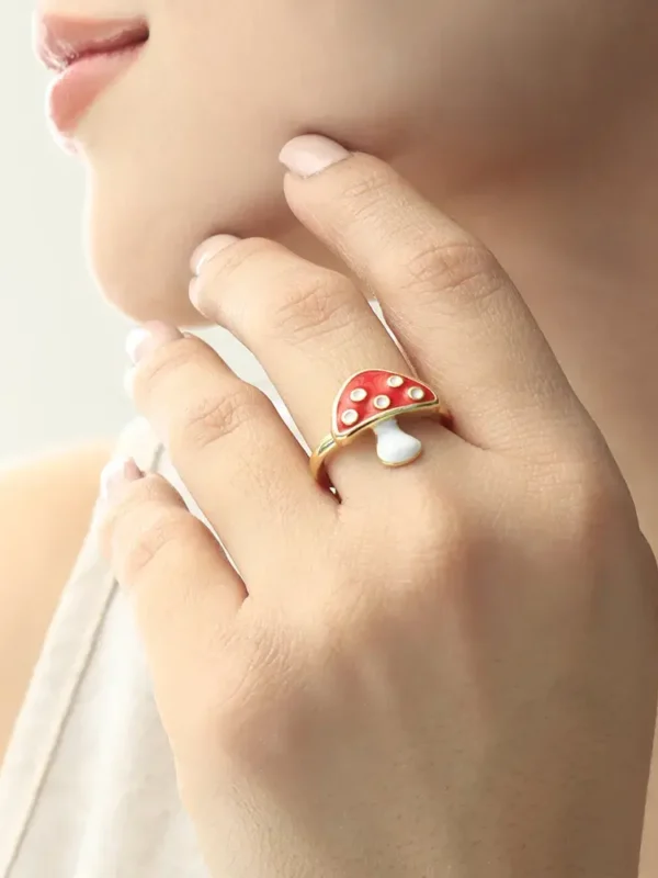 Anillo Honguito/ En Baño De Oro 24k. Marca Brazz By Roel.