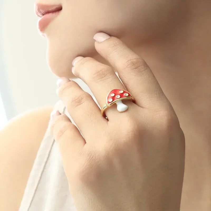 Anillo Honguito/ En Baño De Oro 24k. Marca Brazz By Roel.
