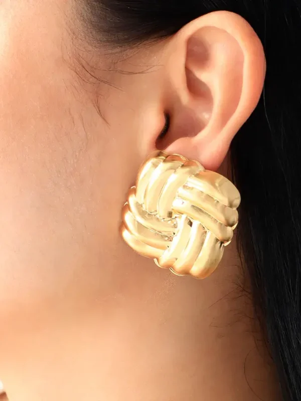 Arete Topo Maxi/ En Baño De Oro 24k. Marca Brazz By Roel.