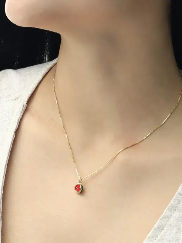 Collar Sandia/ En Baño De Oro 24k. Marca Brazz By Roel.