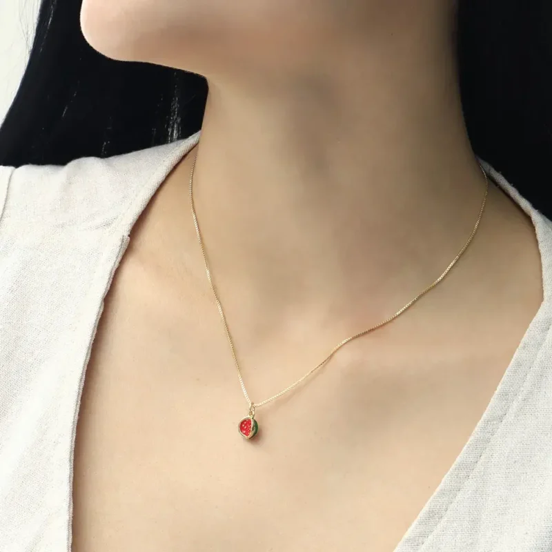 Collar Sandia/ En Baño De Oro 24k. Marca Brazz By Roel.