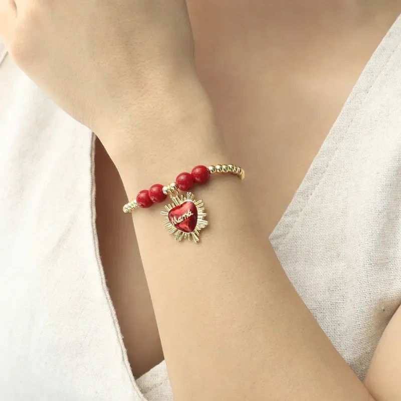 Pulsera Corazón Mamá/ En Baño De Oro 24k. Marca Brazz By Roel. 
